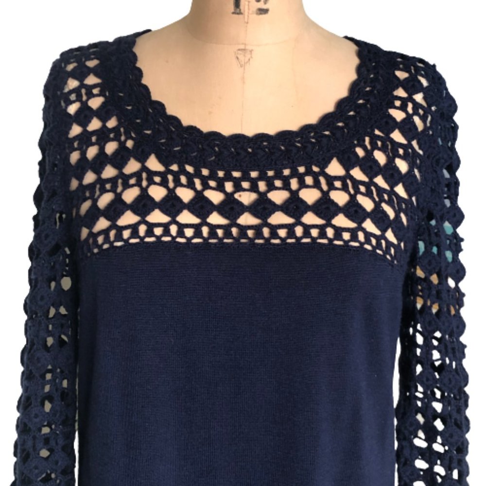 🌸host pick🌸 Lilly Pulitzer Karina merino wool sweater dress, crochet sleeves - Picture 6 of 16